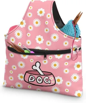 ZUXONGSY Daisy Yarn Bags for Knitting Yarn Storage Bag Organizer Dog Crochet Organizers and Storage Yarn Storage Bag for Crocheting for Women Gifts Knitting Tote Bag Large